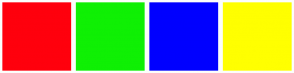Color Scheme with #FF000D #0FF004 #0000FF #FFFF00