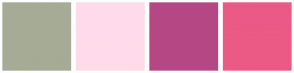 Color Scheme with #A6AB96 #FFDBEA #B54884 #EB5985